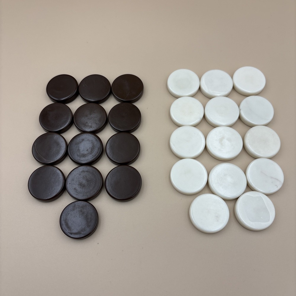 Vtg Large 27 Replacement BACKGAMMON PIECES 13Brown &14White Cream Checkers 1.25"